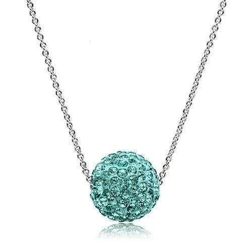 Collar Rhodium Brass Chain Pendant with Top Grade Crystal in Sea