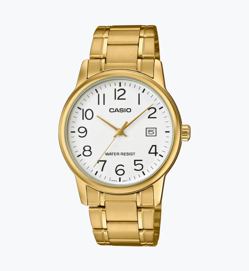 Casio Reloj para Hombre Dorado con Esfera Blanca - MTP-V002G-7B2