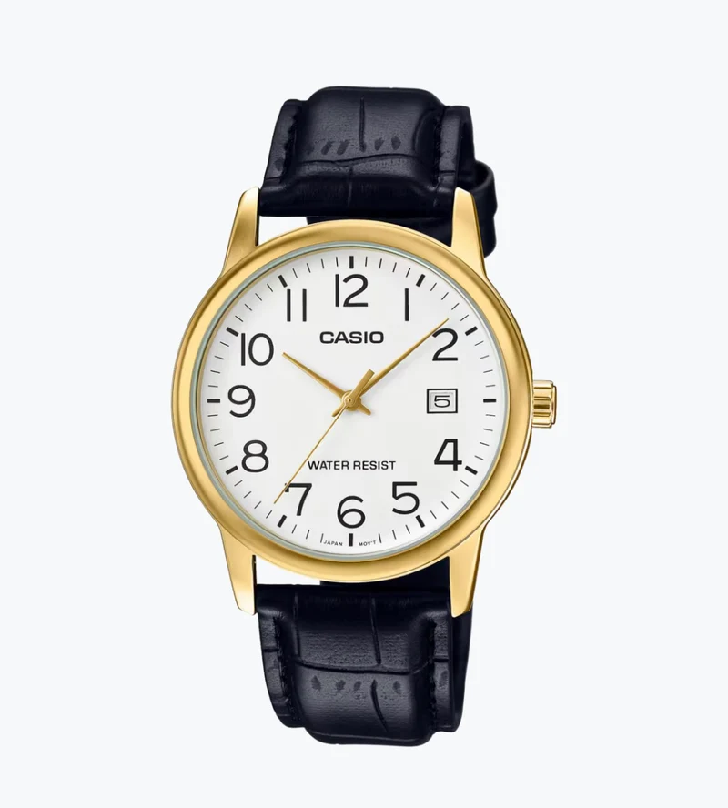 Casio Reloj para Hombre Clásico Dorado con Correa de Cuero - MTP-V002GL-7B2