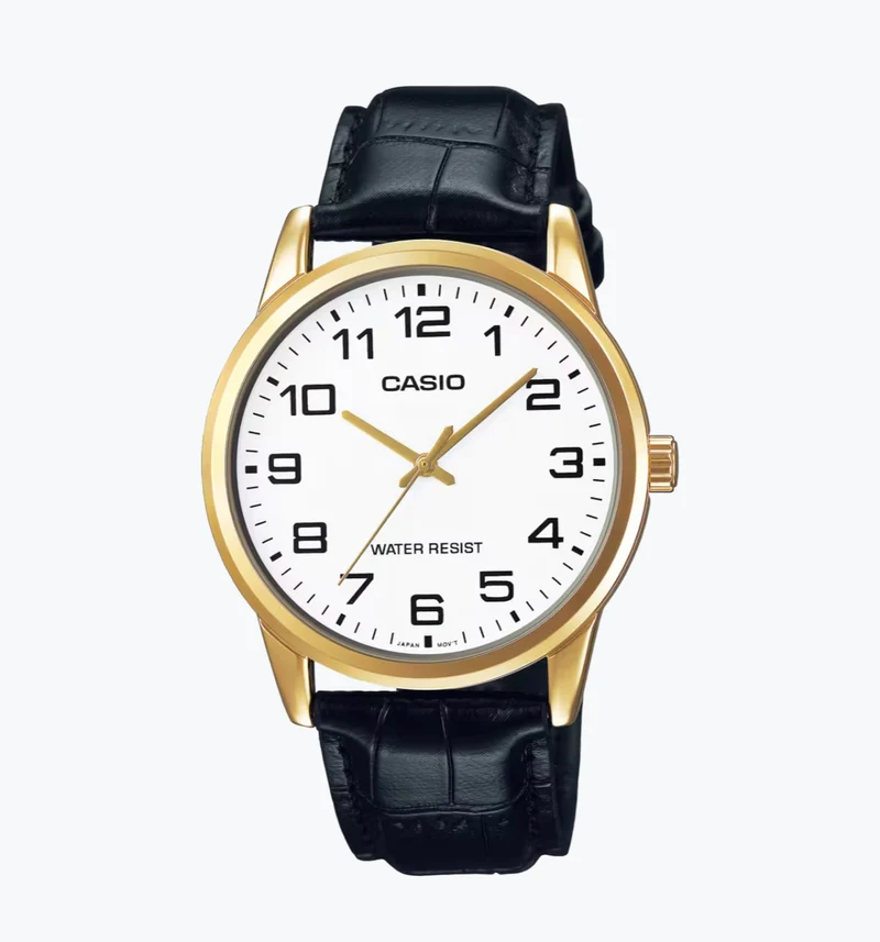 Casio Reloj para Hombre Clásico Dorado con Correa de Cuero - MTP-V001GL-7B