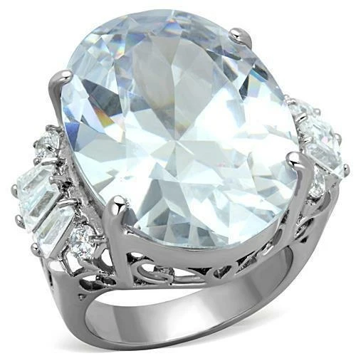 Anillo de acero inoxidable altamente pulido (sin enchapado) con AAA