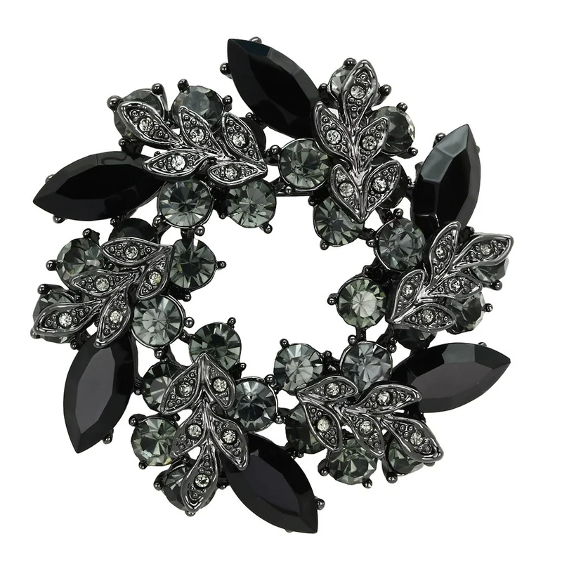 Prendedor Ruthenium White Metal Brooches with Top