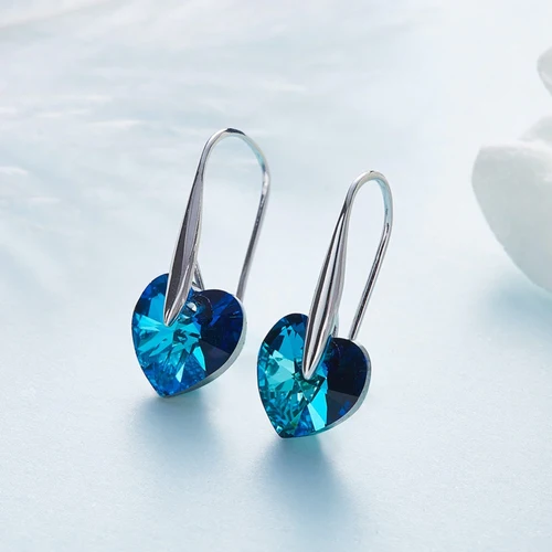 Aretes Gota De Corazón Chapado En Oro Blanco De 18 Quilates Diseño ITALIA