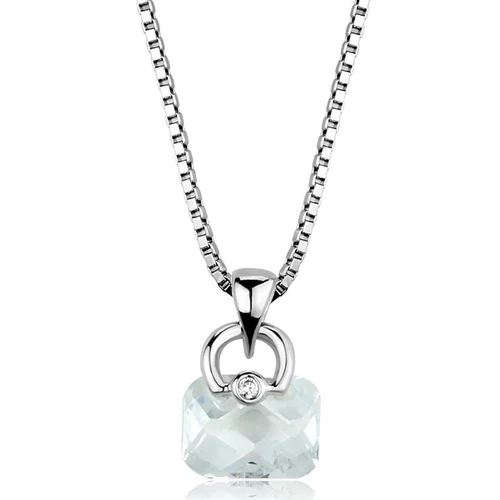 3W844 - Colgante de cadena de latón rodio con circonita de grado AAA en transparente