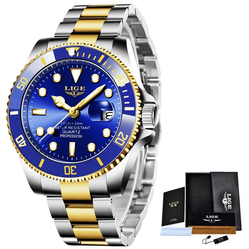LIGE Top Brand Luxury Fashion Diver Watches for Men / 30ATM Waterproof / FREE Shipping