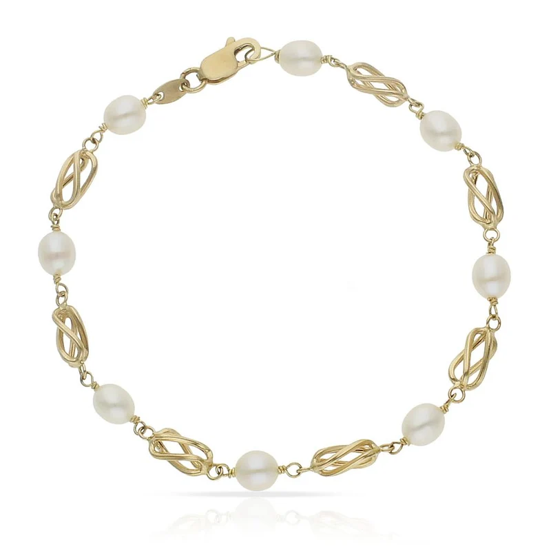PULSERA ORO 18KL PERLA JOFA + JAULA