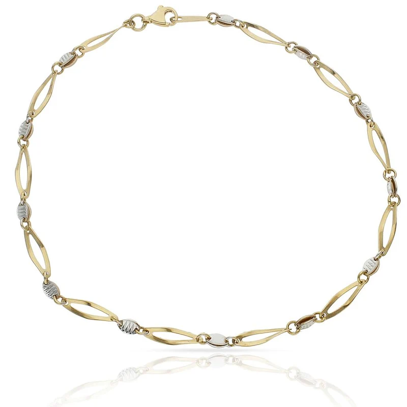 PULSERA ORO 18KL TOBILLERA BICOLOR