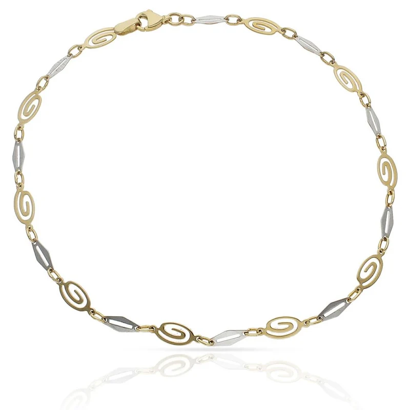 PULSERA ORO 18KL TOBILLERA BICOLOR
