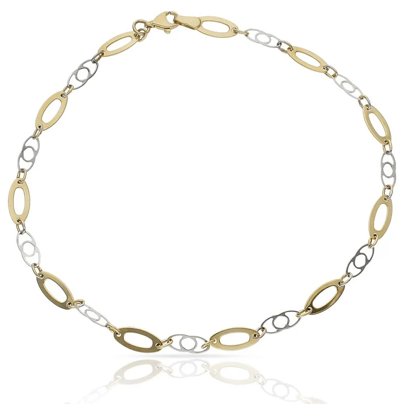 PULSERA ORO 18KL TOBILLERA BICOLOR