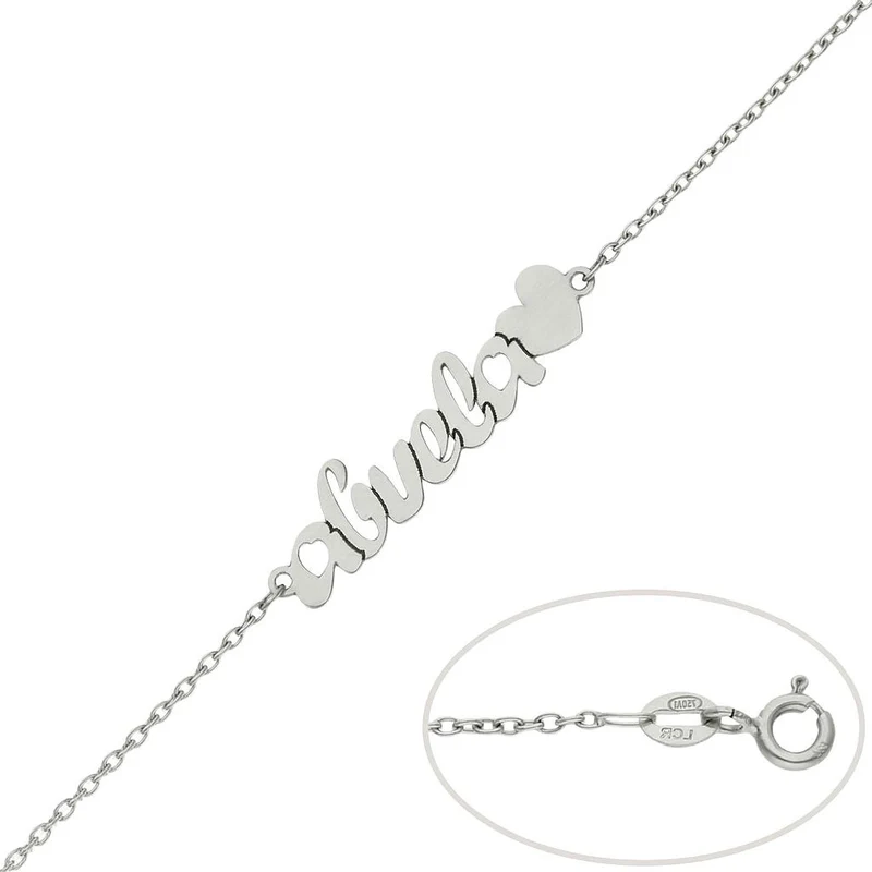 PULSERA ORO BLANCO 18KL ABUELA + CORAZON