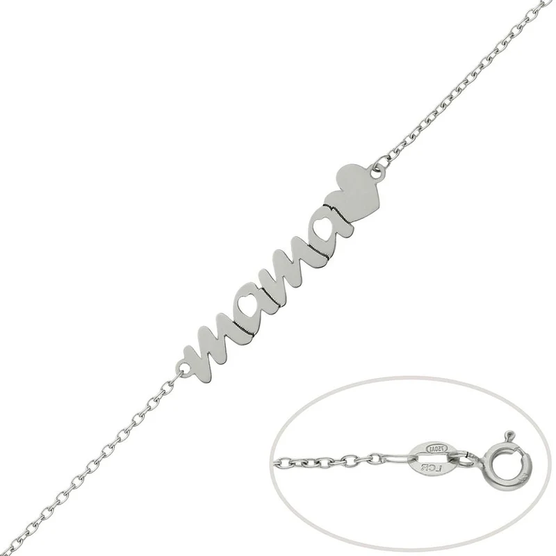 PULSERA ORO BLANCO 18KL MAMA + CORAZON