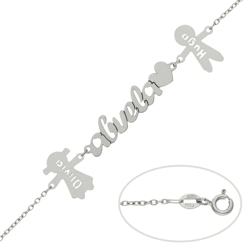 PULSERA ORO BLANCO 18KL ABUELA + NIÑOS