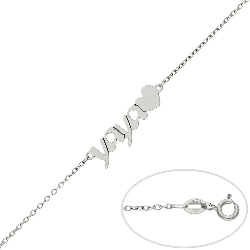 PULSERA ORO BLANCO 18KL YAYA + CORAZON