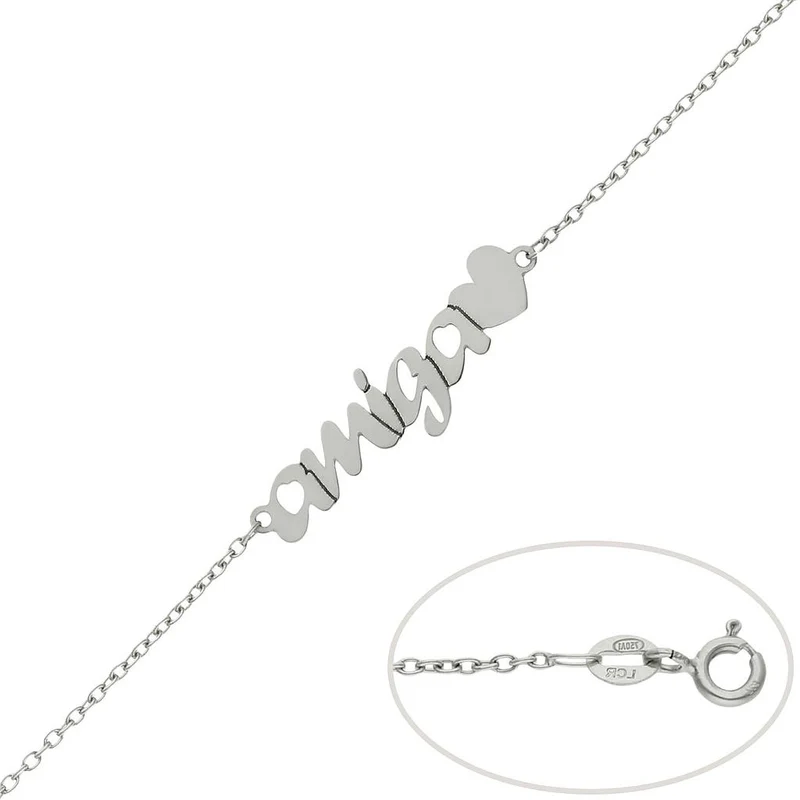 PULSERA ORO BLANCO 18KL AMIGA + CORAZON