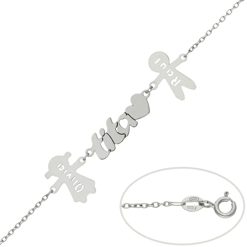 PULSERA ORO BLANCO 18KL TITA + NIÑOS