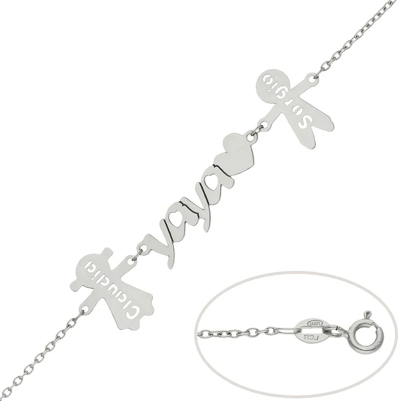 PULSERA ORO BLANCO 18KL YAYA + NIÑOS