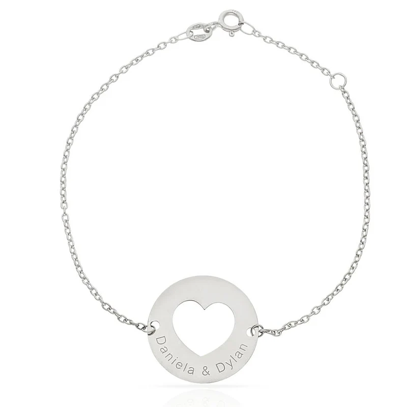 PULSERA ORO BLANCO 18KL CIRCULO + NOMBRES