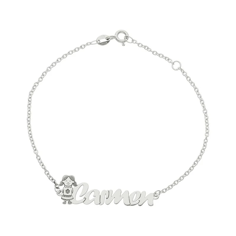 PULSERA ORO BLANCO 18KL NIÑA + NOMBRE