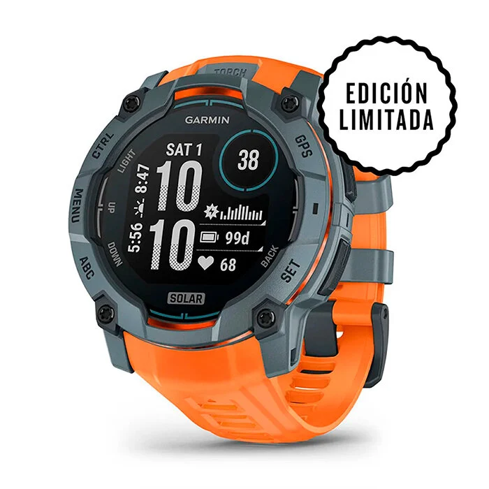 Reloj Garmin Instinct 3 50 mm Solar Azul correa Naranja 010-02935-01
