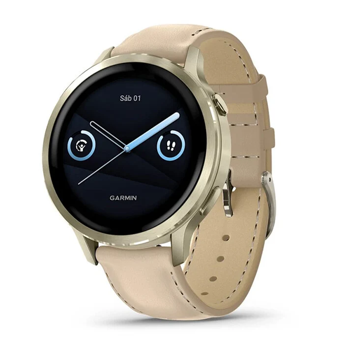 Garmin Venu 4 Cuero Beige 41mm + Correa Silicona Blanca 010-03013-03