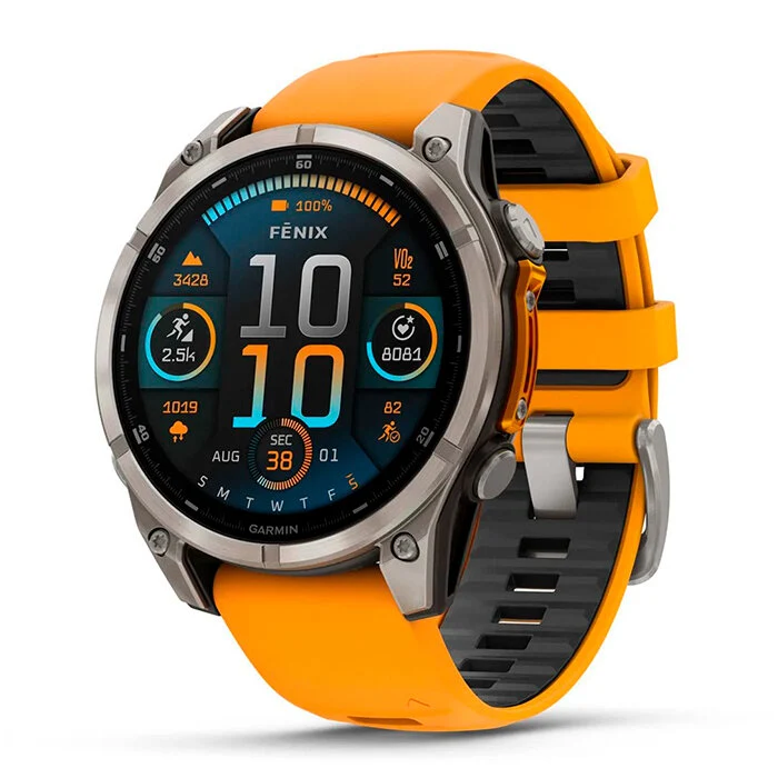 Reloj Garmin Fenix 8 47mm Amoled Zafiro Titanio Silicona Naranja 010-02904-11