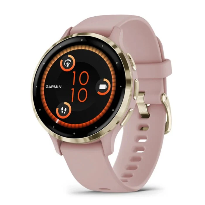 Reloj Garmin Venu 3S Acero Gold Correa Rosa 010-02785-03