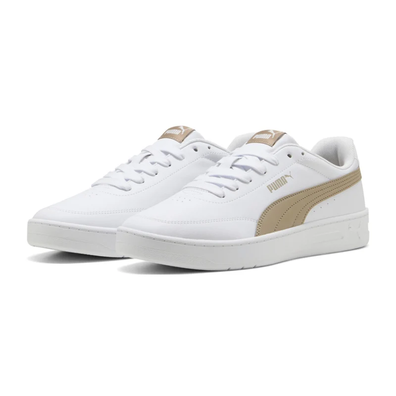 Puma Tenis Court Classic Clean Blanco/Café, para Hombre