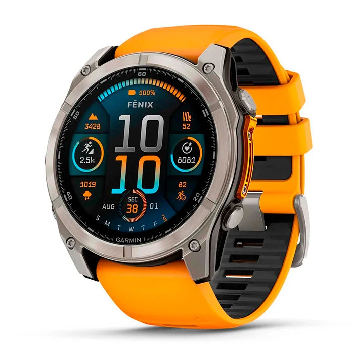 Reloj Garmin Fenix 8 51mm Amoled Zafiro Titanio Silicona Naranja 010-02905-11