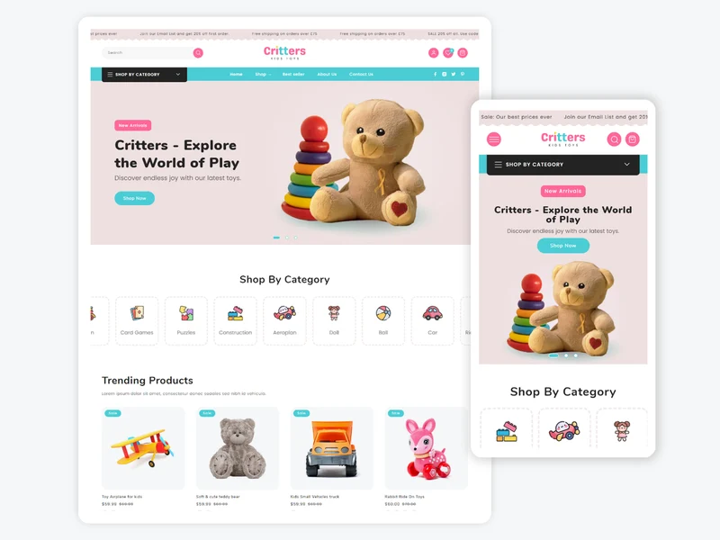 Critters Kids Toys - Best Toy Store for Kids Shopify 2.0 Theme