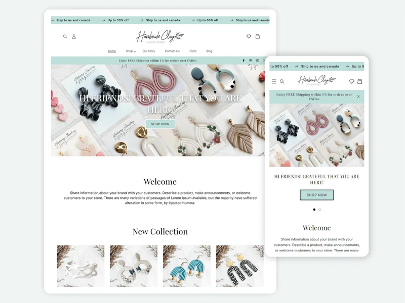 Handmade Clay - Shopify Jewelry Template For Handmade | Shopify 2.0 Template