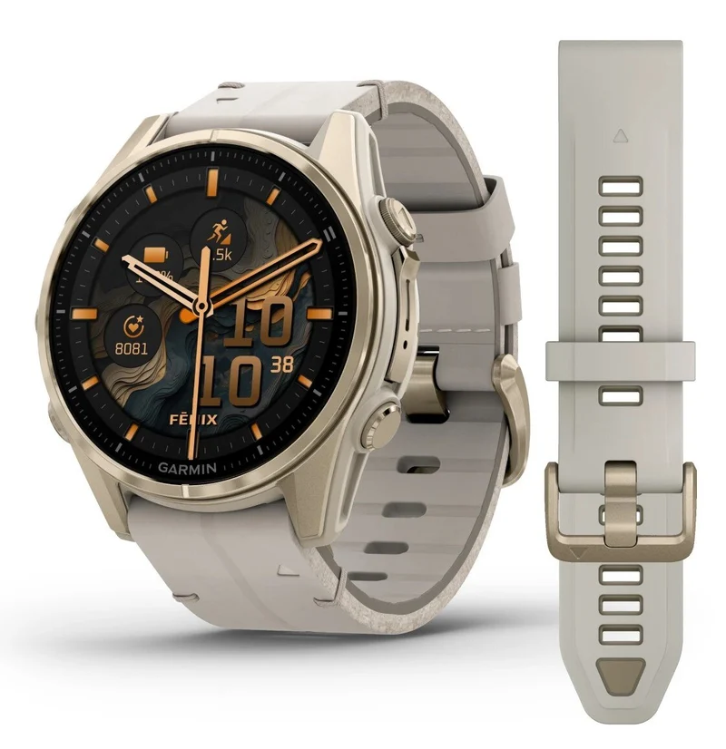 Reloj Garmin Fenix 8 43mm Amoled Cuero Beige 010-02903-40