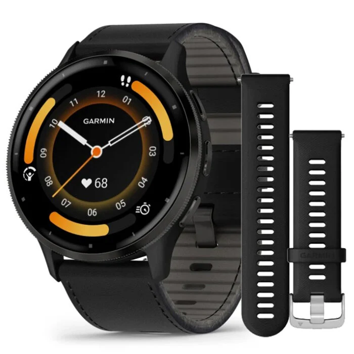 Reloj Garmin Venu 3 Acero Negro Correa Cuero Negro 010-02784-52