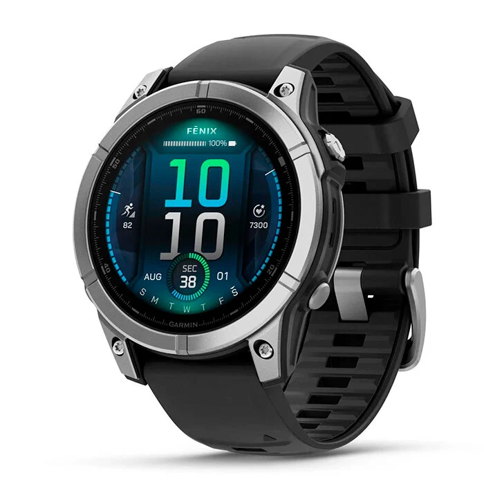 Reloj Garmin Fenix E 47mm Acero Plata correa Negra 010-03025-00