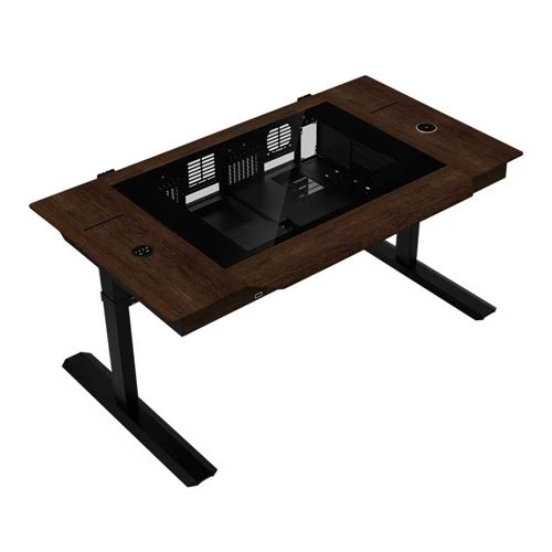 Case Lian Li DK-07 Wood Dual Chamber eATX Tempered Glass Computer Desk Case - Black
