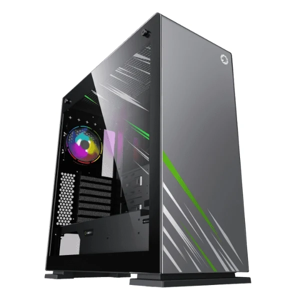 Case gaming GAMEMAX Vega Pro - Full Tower - E-ATX - Gris - 2x USB 3.0 + 2x USB 2.0 - HD Audio - ARGB HUB - 1x Fan incluido - Doble Vidrio Templado