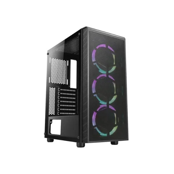 Case gaming AZZA PRIME 360 - Mid Tower - ATX - Negro - 3x USB - HD Audio - 3x Fan ARGB - Vidrio Templado