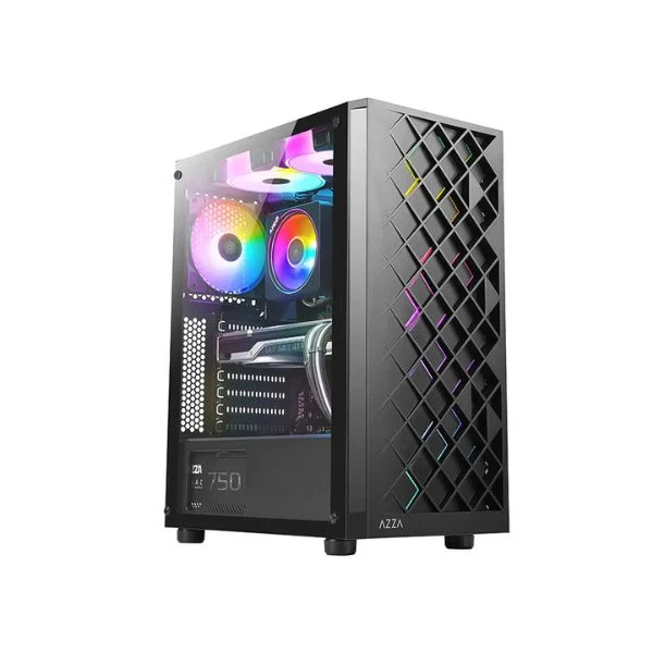 Case gaming AZZA SPECTRA 280B - Mid Tower - ATX - Negro - 3x USB - HD Audio - Fan ARGB - Vidrio Templado