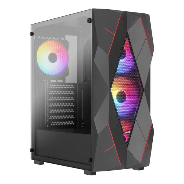 Case gaming Aerocool Volcan/ Mid Tower/ ATX/ 4x Fan FRGB/ Vidrio Templado