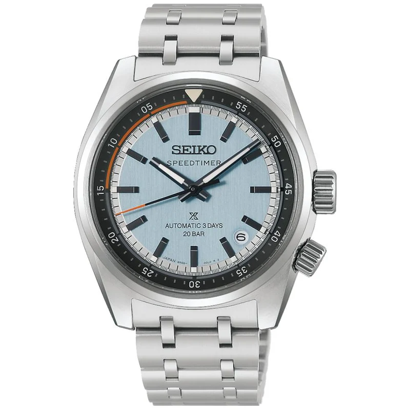 Reloj de hombre SEIKO Prospex Speedtimer HBC003J con esfera azul hielo, calibre 6R55 y temporizador automático con cuenta atrás.