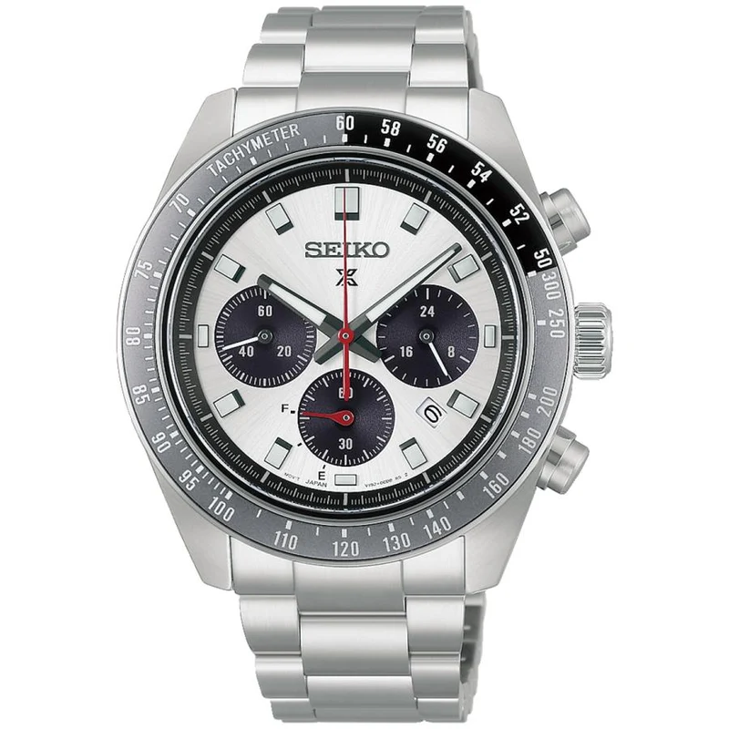 Reloj de hombre SEIKO Prospex Speedtimer HBJ001P Classic Racing-Inspired Silver White Panda Dial V192 Solar Chronograph