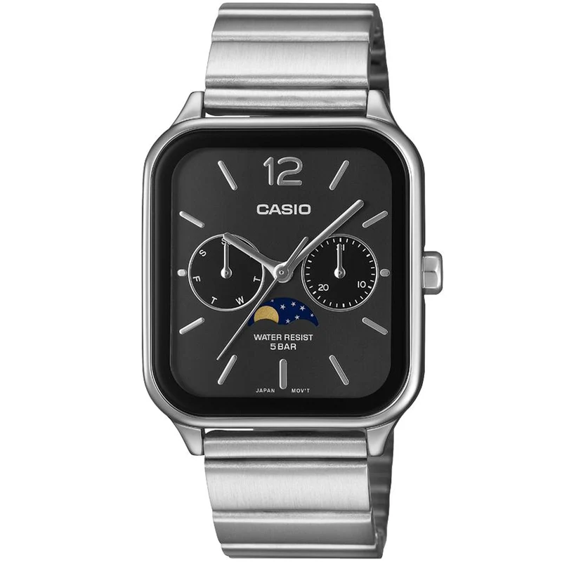 Reloj de hombre CASIO Collection STANDARD MTP-M305D-1AJF con esfera negra y fase lunar (modelo japonés)