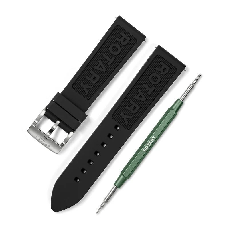 Black Silicone Strap – 22mm | Stainless Steel Buckle