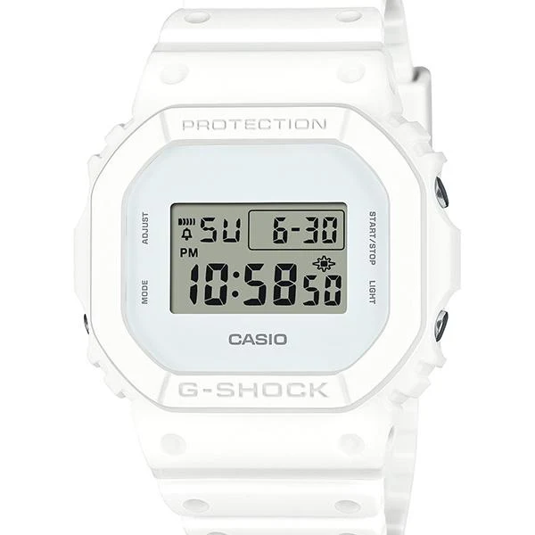 Reloj de pulsera digital cuadrado monocromático blanco sobre blanco para hombre CASIO G-SHOCK DW-5600WW-7JF JDM