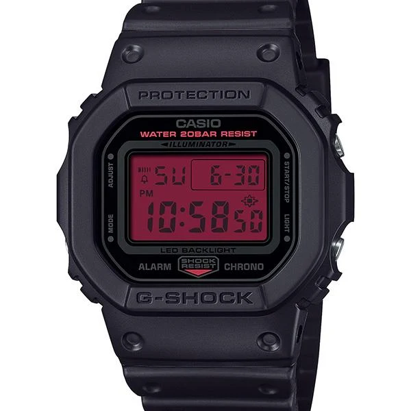 Reloj CASIO G-SHOCK DW-5600BBR-1JF para hombre, color negro y rojo intenso