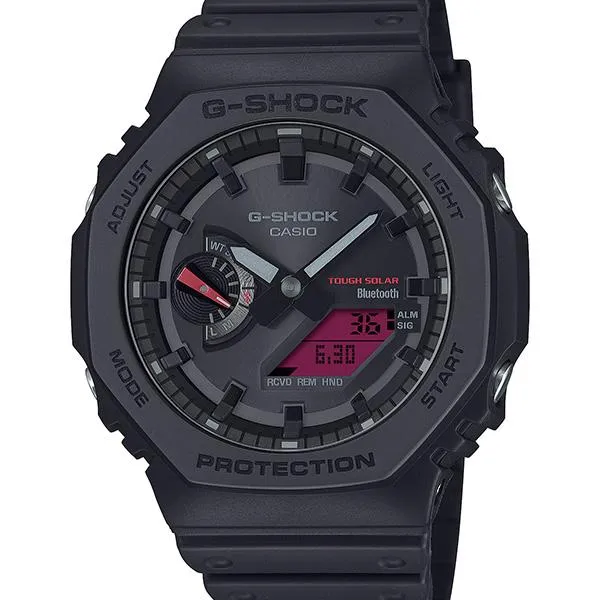 Reloj CASIO G-SHOCK GA-B2100BBR-1AJF JDM Tough Solar Mobile Link analógico-digital para hombre, color negro y rojo intenso.