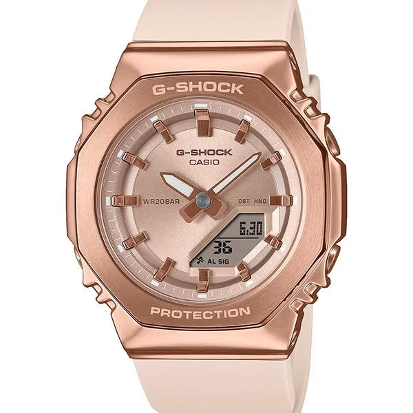 GM-S2110PG-4AJF Reloj CASIO G-SHOCK de metal dorado rosa para mujer