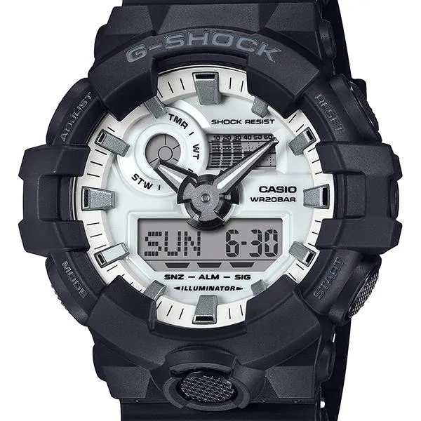 Reloj CASIO G-SHOCK GA-700WD-1AJF para hombre, color negro y blanco brillante