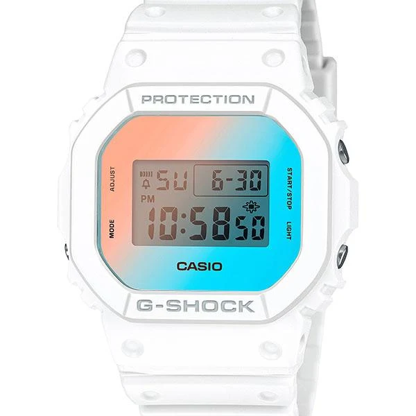 Reloj de pulsera cuadrado digital CASIO G-SHOCK DW-5600TL-7JF Beach Time Lapse blanco JDM para hombre