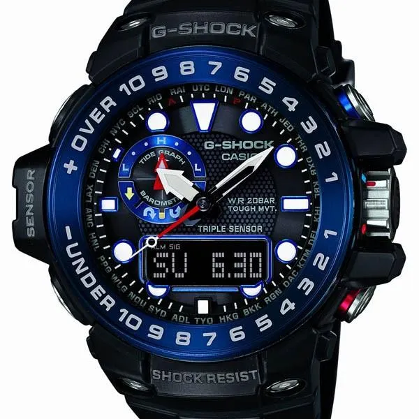 Reloj CASIO G-SHOCK GULFMASTER GWN-1000B-1BJF JDM Master of G con triple sensor, analógico-digital, solar, radio y para hombre.
