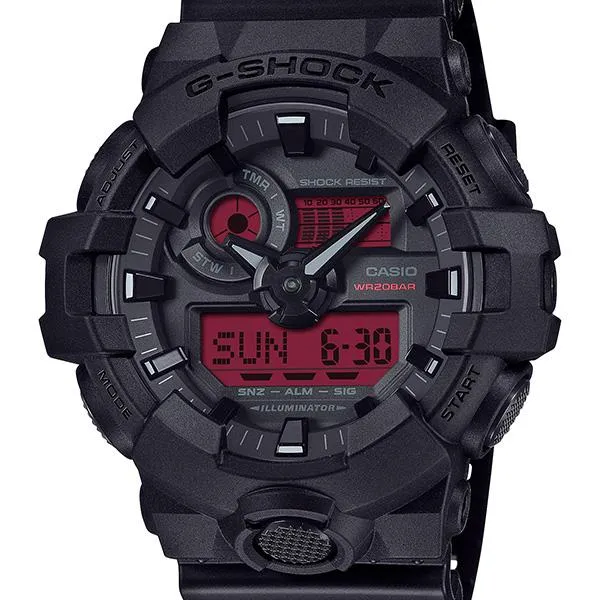 GA-700BBR-1AJF Reloj G-SHOCK CASIO negro y rojo intenso para hombre